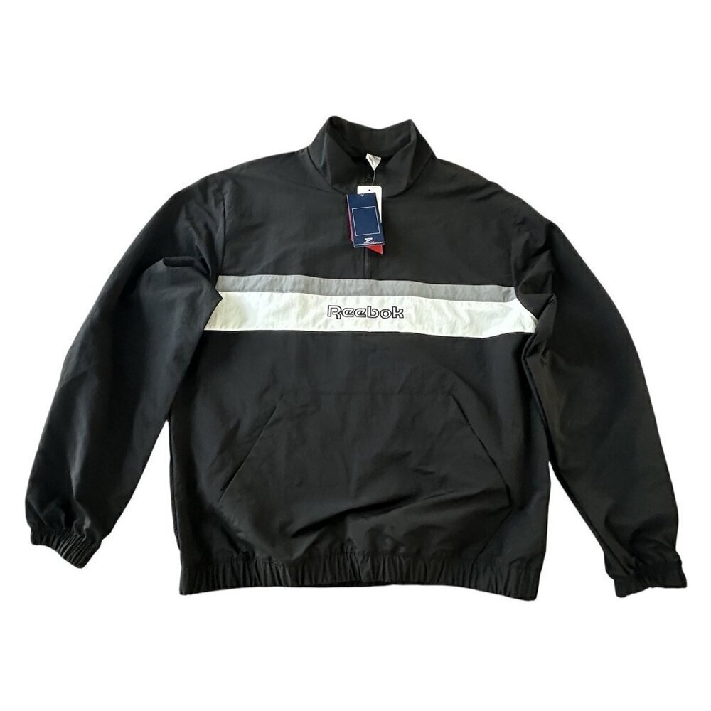 Reebok Classics Ivory League Retro Track Jacket Black Mens L, 1/4 Zip New